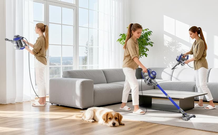 Intercleaner 23Ft Corded Vacuum Cleaner, with LED Headlights & Large Dust Cup, Powerful Suction for Hard Floors & Carpets, Adjustable Stick, Perfect for Pet Hair, Wall Mount Storage