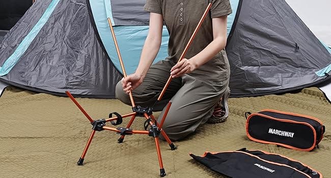 MARCHWAY Lightweight Folding Camping Chair, Portable Foldable Compact for Outdoor Camp, Travel, Beach, Picnic, Festival, Hiking, Backpacking, Supports 330Lbs (Orange)