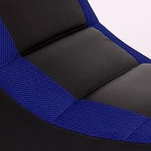 The Crew Furniture Classic Video Rocker Floor Gaming Chair, for Kids and Teens, PU Faux Leather & Polyester Mesh, Black/Red