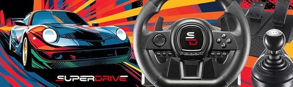 SUBSONIC Superdrive - SV250 Steering wheel with pedals and gearshift paddles racing wheel for nintendo Switch 2 - Switch - Ps4 - xbox Seie X/S, Xbox One - PC