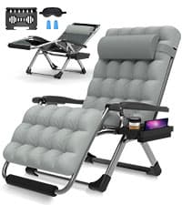 Suteck Oversized Zero Gravity Chair,29In XL Lounge Chair w/Removable Cushion&Headrest, Reclining Camping Chair w/Upgraded Lock and Footrest, Reclining Patio Chairs Recliner for Indoor Outdoor