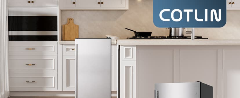COTLIN 15" W Drainless Under Counter Ice Maker with 22LBS Storage Bin, Crescent Ice, Free Standing Built-in Ice Maker for Residential Commercial Use, No Drain Required, ETL Approved, 2026 Upgraded