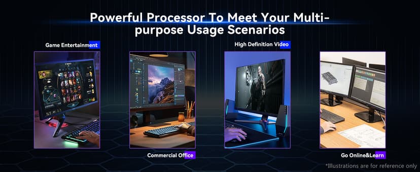 YAWYORE Gaming PC Desktop Computer AMD Ryzen 5 5600GT,16GB DDR4 3200MHz,1TB M.2 NVMe PCle,550W 80PLUS PSU,WiFi,Game Design Office Console,Sea View Room, Towers Prebuilt PC (Black)
