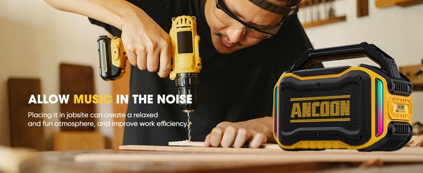 Speakers Bluetooth Wireless: 80W(Peak) Loud Speaker with Bass, 20H Playtime, IPX6 Waterproof, Large Jobsite Speakers for Work, Outdoor, Workshop, Garage, Portable Speaker with TWS (Black)