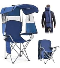 VEVOR Folding Beach Chair, High Back Camping Chairs for Adults, with Cup Pocket, Mesh Back, Carry Bag, Portable Extra Wide Seat Chair 330 lbs Heavy Duty Support, for Outdoor, Camp, Light Blue