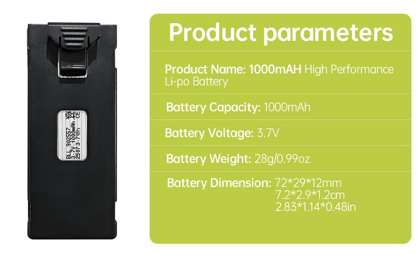 sea jump 3PCS 3.7V 1000mAh Lipo Battery with USB Charging Cable Suitable for E88 E88MAX E99 E99MAX BD101 P15PRO P8 A13 A15 K10MAX RC Drone, Aerial Quadcopters High-Capacity Battery Spare Parts