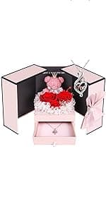 ADDWel Birthday Gifts for Mom from Daughter and Son, Unique Mother Birthday Gift Idea, Preserved Real Roses with I Love You in 100 Languages Mom Necklace, Cool Present to Mother Mama