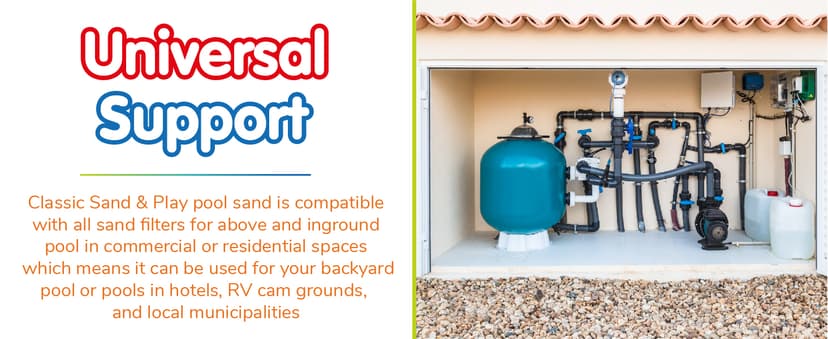 CLASSIC SAND & PLAY Swimming Pool Filter Sand for Above & Inground Pools, 20 lbs, Supports Residential and Commercial Filtration Systems, Premium Efficient Silica, No Clogging or Clumping, #20 Grade