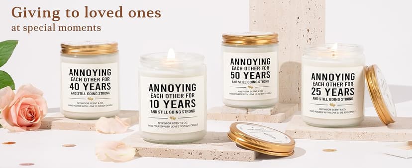 Niyewsor 50th Wedding Anniversary Couple Gifts, 50th Anniversary Candle Gifts for Couple, Parents, Husband, Wife, Him, Her, Friends, Golden Wedding Keepsake, Handmade, 7oz