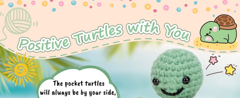 Mini Funny Turtle Birthday Gifts for Women Men Christmas, Retirement Bosses Day Gifts, Inspirational Small Animals Cute Stuff Things, Handmade Emotional Positive Crochet Turtle Decorations