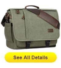 ESTARER Men Messenger Bag 17-17.3 Inch Laptop Bag Water-resistant Canvas Computer Shoulder Bag Briefcase for Work College Travel, Grey