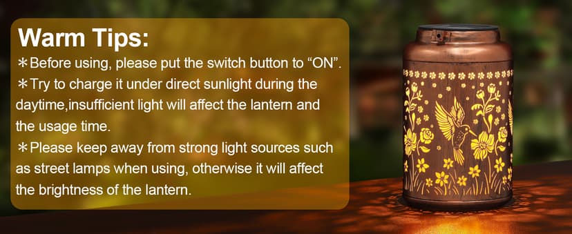 Solar Lanterns Outdoor Waterproof Hummingbird Garden Decor Gifts for Women Mom Grandma Hanging Solar Lights Metal Solar Decoration Outside for Yard, Patio, Backyard, Porch