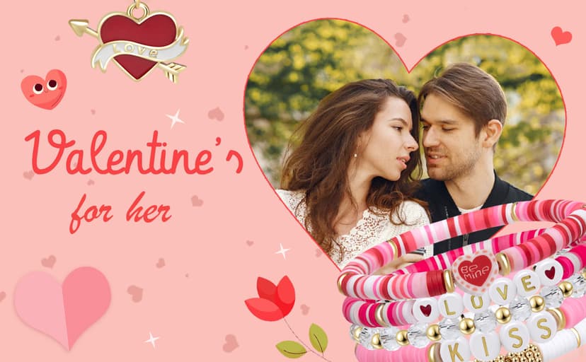 Valentines Gifts For Her - Love Heart Bracelets for Girlfriend, Lover, Best Friends, Wife, Women