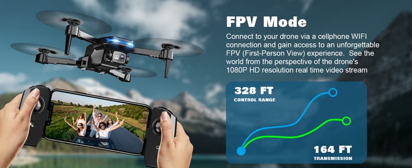 Drone with 1080P Camera - Foldable Remote Control Quadcopter with Gesture Control, 3D Flip, One Key Start, Emergency Stop, 2 Batteries, Easier to use, Toy for Adult Beginners, Black&Blue
