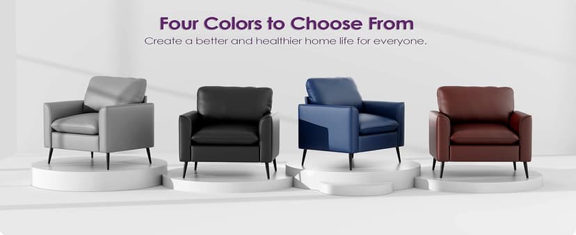 TYBOATLE Accent Chairs Set of 2, Faux Leather Chairs, Mid Century Modern Comfy Living Room Chairs, Cozy Office Reading Chair, Reception Armchairs for Living Room, Waiting Room, Bedroom (Blue)