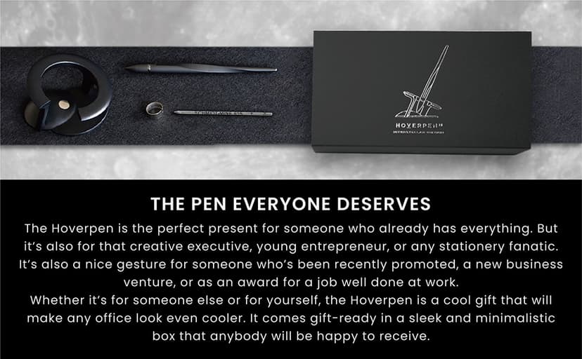 novium Hoverpen Interstellar - Space Black, Ballpoint Pen, Unique Conversational Starter, Premium Futuristic Design, Precision Flow Ink, Schmidt Ballpoint Cartridges