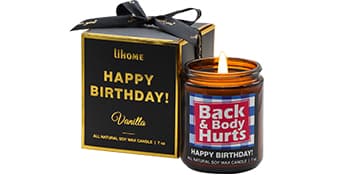 Lihome Birthday Gifts for Men & Women, Funny Happy Birthday Candle for 30th, 40th, 50th & 60th - Back and Body Hurts Vanilla Candle