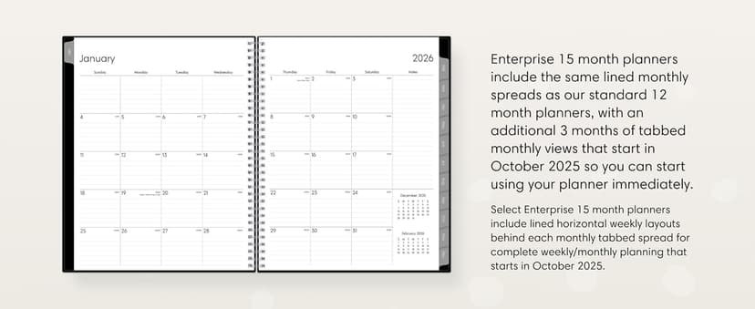 Blue Sky 2026 Weekly and Monthly Planner Calendar, Includes January 2026 - December 2026, 5" x 8", Flexible Cover, Wirebound, Laminated Tabs, Enterprise