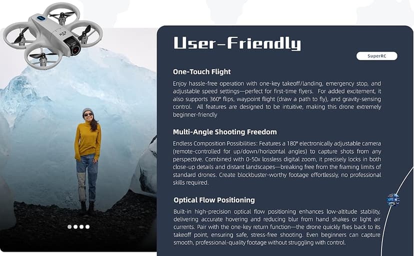 FPV Drone with HD Camera Sceen Remote Controller, Optical Flow Positioning & Intelligent Obstacle Avoidance Mini RC Quadcopter Beginner-Friendly Indoor Outdoor Aerial Photography GT3 Drone for Adults