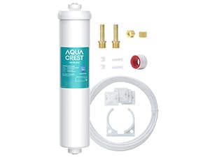 AQUA CREST INL-PLUS 5 years Inline Water Filter for Refrigerator and Ice Maker, High Capacity, 1/4-Inch Direct Connect Fittings, Easy Installation, Reduces Chlorine, Sediment, Bad Taste & Odor