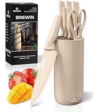 Knife Set, Brewin Kitchen Knife Set, Knives Set for Kitchen, Universal Knife Block, Utility Knife Block Set, New Home Essentials, Apartment Essentials, Dishwasher Safe