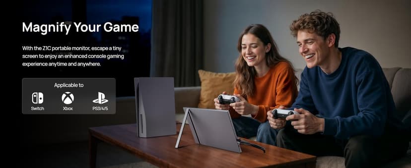 ARZOPA 16.1" Portable Monitor Gray, 100% sRGB FHD 1080P Kickstand Portable Laptop Monitor High Color Gamut Display IPS Eye Care Screen for High-end Office & Entertainment -Z1C Gray