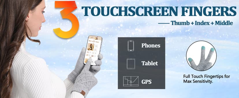 REACH STAR 2 Pairs Winter gloves for women Touch screen Elastic Thermal knit Lining Warm Gloves for Cold weather