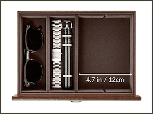 TAWBURY 6 Slot Watch Box for Men - Luxury Watch Jewelry Box for Men with Storage for Sunglasses, Cufflinks | Men's Jewelry Box with Watch Storage | Watch Display Case (Brown)