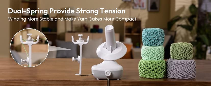 Etcokei Yarn Winder, Electric Yarn Ball Winder for Crocheting, Compact Yarn Cake Winder with Strong Tension Stepless Speed, Automatic Yarn Spinner Wool Winder, Ideal Helper for Knitting Lovers(White)