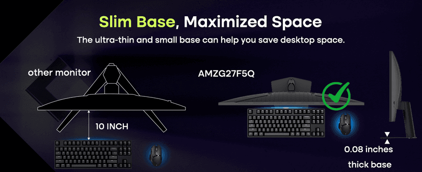 Amzfast 27 Inch 200Hz WQHD (2560 x 1440) Fast IPS Gaming Monitor, Built-in Speakers, 1ms G-SYNC Compatible, HDR400, 132% sRGB, 96% DCI-P3, VESA 100x100, HDMI 2.0 x 2 & DP 1.4 x 2, AMZG27F5Q