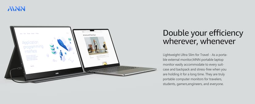 MNN Portable Monitor 15.6inch FHD 1080P USB C HDMI Gaming Ultra-Slim IPS Display w/Smart Cover & Speakers,HDR Plug&Play, External Monitor for Laptop PC Phone Mac (15.6'' 1080P)