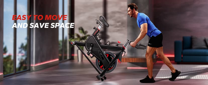 Merach Exercise Bike for Home Gym, Low Noise Stationary Bike with Brake Pad, Indoor Workout Bike with Self-Developed App, Tablet Mount and Fitness Courses for Weight Loss, 300 Lb Weight Capacity