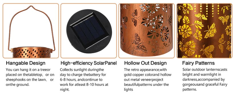 Solar Lanterns Outdoor Waterproof Hummingbird Garden Decorations Gifts for Women Gifts for Mom Grandma Birthday Gifts Hanging Solar Lanterns Outdoor for Patio Decoration, Deck, Lawn, Passageway