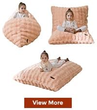 MAXYOYO Kids Bean Bag Chair, Floral Shaped Bean Bag Sofa, Plush Faux Fur Toddler Couch with Petal Backrest for Boys Girls, Stuffed Cozy Sofa for Nursery, Bedroom, Pink