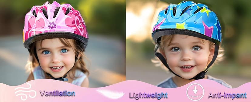 Lamsion Kids Helmet Adjustable with Sports Protective Gear Set Knee Elbow Wrist Pads for Toddler Ages 3 to 8 Years Old Boys Girls Cycling Skating Scooter Helmet