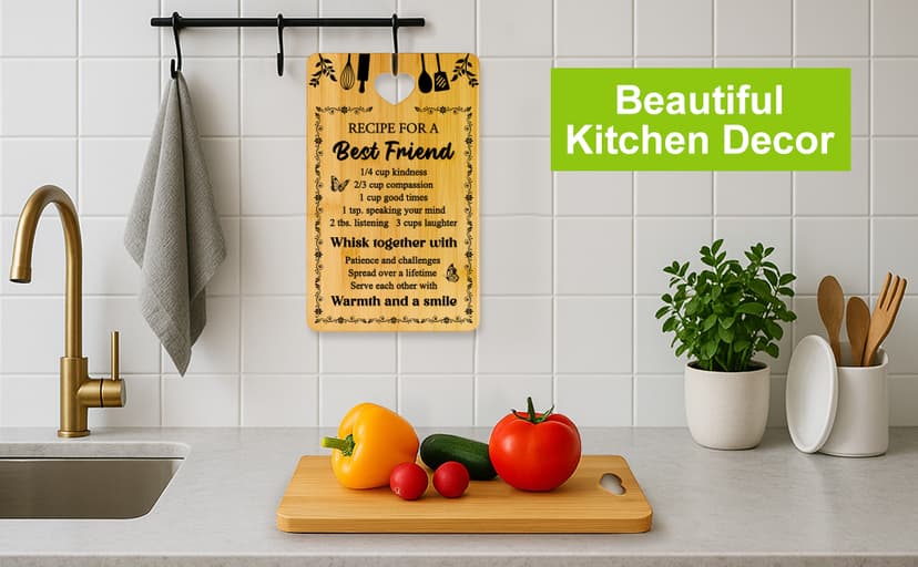 Friend Kitchen Gift Bamboo Cutting Board Decorative Unique Birthday Present Xmas Charcuterie Boards for Friends Christmas Wooden Cheese Board Thanksgiving Friendship Gifts Chopping Board