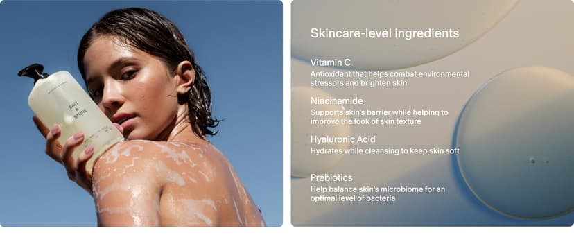 Salt & Stone Body Wash with Antioxidants for Deep Moisture | For Women & Men, Sulfate, Paraben, & Dye Free, Leaving Skin Soft and Hydrated | Bergamot & Hinoki 15.2 fl oz