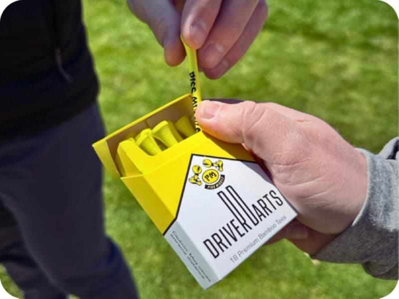 Driver Darts by P*ss Missile, Premium Bamboo Golf Tees | 18 Count, 83mm (3.25") Wooden Tees | Iconic Packaging and Cool Organization | Funny Golf Accessory for Golfers