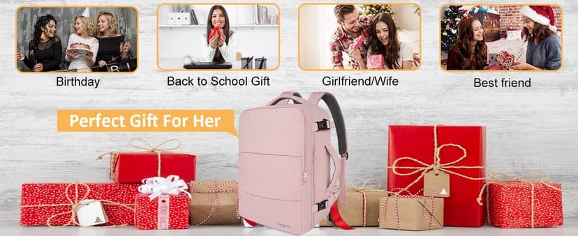 Taygeer Travel Backpack for Women, Carry On Backpack with USB Charging Port & Shoe Pouch, TSA 15.6inch Laptop Mochila Flight Approved, Nurse Bag Casual Daypack for Weekender Business Hiking, Pink