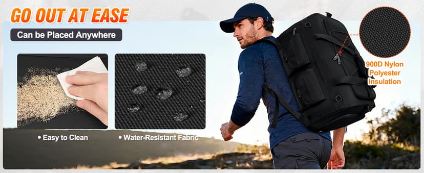 RAINSMORE Gym Bag for Men, 45L Large 3 in 1 Sports Duffle Bag with Shoes Compartment & Wet Pocket Water-Resistant Sports Travel Weekender Bag Multipurpose Carry On Overnight Tactical Backpack, Black