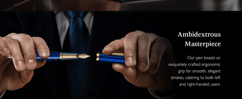 Ellington Pens Luxury Fountain Pen Set - Fountain Pen For Writing - Smooth Medium Nib - Includes Refillable Ink Converter, 3 Ink Cartridges, Gift Box - Calligraphy, Journaling, Sketching (The Stealth)