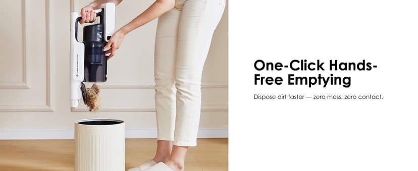 Tineco A30S Cordless Stick Vacuum Cleaner, 160W Suction, 60Min Runtime, 1L Larger Dustbin, ZeroTangle Brush, PureCyclone Tech, LED Headlight, White