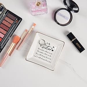 Sister Gifts Jewelry Dish Trinket Tray - No Matter Where...No Matter What...You Will Always Have Me, Birthday Valentines Mother's Day Christmas Gifts for Sisters from Sister