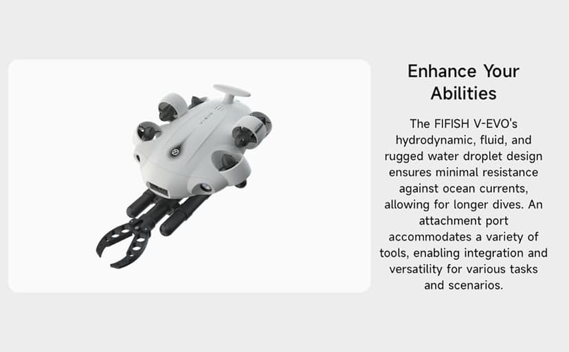 【2025 New】V-EVO 4K60FPS Underwater Drone Kit with Removal SD Card, QYSEA AI Vision Lock 360° Omnidirectional Movement Underwater ROV with Depth Hold, Portable Robot with VR Control, Posture Lock