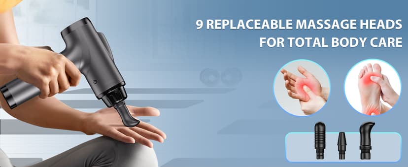 Massage Gun Deep Tissue, Handheld Electric Muscle Massager, High Intensity Percussion Massage Device for Pain Relief with 9 Attachments & 30 Speed(Grey)