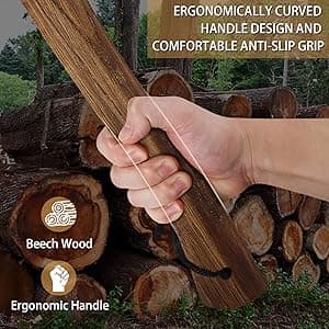 15.7" Hatchet, Camping Hatchet, Hand-Forged Axe with Sheath for Wood Chopping, Splitting, and Carving, Bushcraft Axe with Beech Handle for Outdoor Survival and Garden Work
