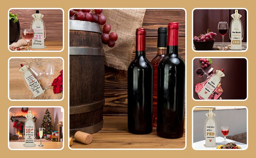 Thank You Gift for Mother Women Wine Bag Wine Gift Bag Mother's Day Appreciation Gift for Mom To Be New Mommy Birthday Thanksgiving Christmas Gift for Her Godmother Mother in Law Burlap Wine Wrap Bag