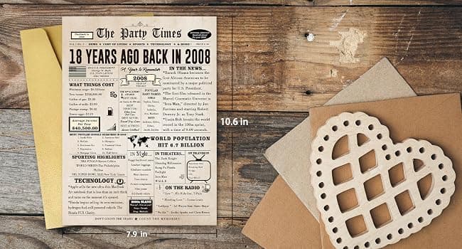 Huameigf Happy 18th Birthday Card for Son Daughter, Vintage 18th Birthday Gifts for Girls Boys, Retro 18 Year Old Birthday Decorations for Her Him, Best Gifts for 18 Bday Niece Nephew Friend