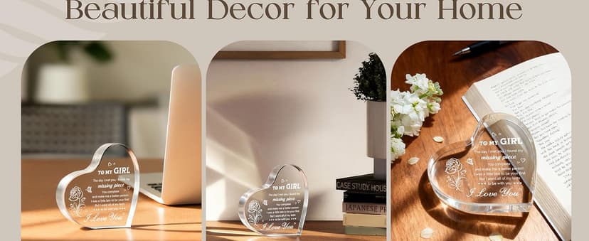 Gifts for Girlfriend, Girlfriend Birthday Gifts Ideas, To My Girl Heart Shaped Acrylic Block, I Love You Presents for Her, Valentines Day Christmas Idea for Her GF Wife