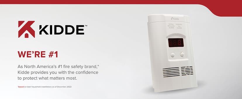Kidde Carbon Monoxide + Explosive Gas, Natural Gas & Propane Alarm, Plug-in with 9V Battery Backup, Digital Display, 85 dB Alarm, LED Status Indicators, 3rd Edition